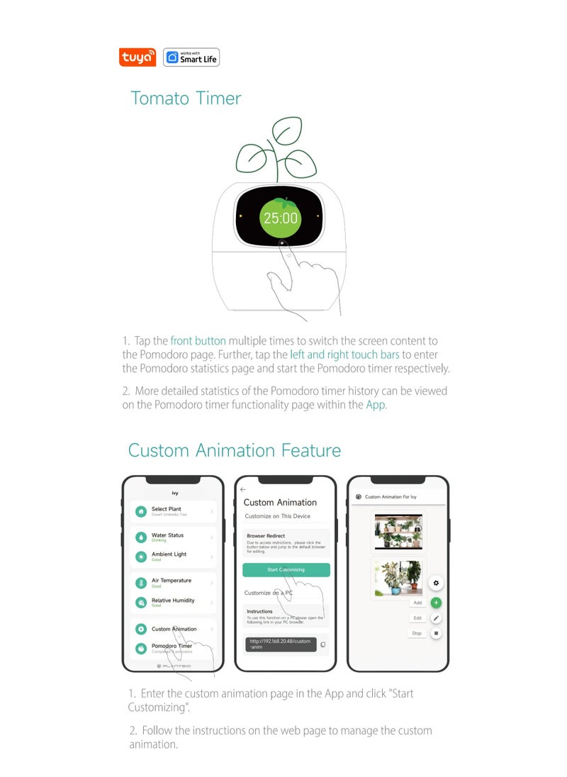 Generic - Tuya Ivy Smart Planter,Endless Fun Over 49 Rich Expressions,7 smart sensors,AI Chips Make Raising Plants Easy and Fun(White) - Image 1