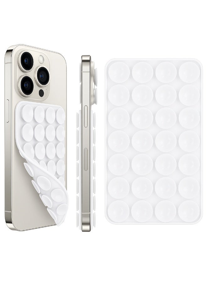 Silicone adhesive anti-slip phone case and holder with strong stability, suitable for makeup, live streaming, selfies, and videos. Color: White. - Image 1