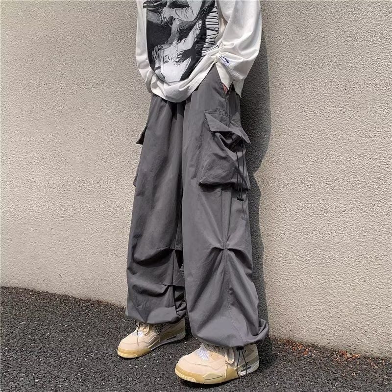 Loose Overalls, American-Style Men'S And Women'S High Street Design, Drawstring, Hip-Hop, Wide-Legged, Drapey, Lazy-Style Long Trousers - Image 3