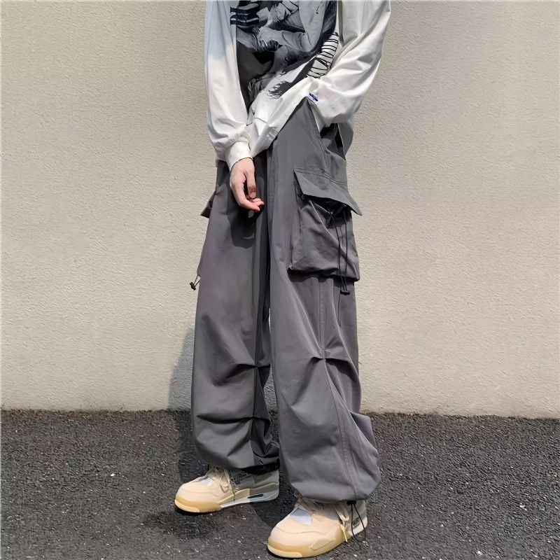 Loose Overalls, American-Style Men'S And Women'S High Street Design, Drawstring, Hip-Hop, Wide-Legged, Drapey, Lazy-Style Long Trousers - Image 2