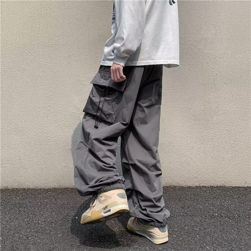 Loose Overalls, American-Style Men'S And Women'S High Street Design, Drawstring, Hip-Hop, Wide-Legged, Drapey, Lazy-Style Long Trousers - Image 4