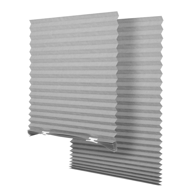 SEEYE Light Filtering Temporary Blinds Cordless Shades Fabric Pleated Fabric Shade Easy to Cut and Install 36 W x 72 L 2 Pack Grey with 4 Clips