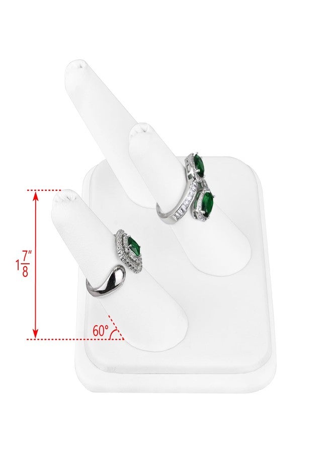 MOOCA Deluxe Leatherette 2 Pcs Set 3-Ring Organizer for Showcase Display Ring Finger Holder Jewelry Display Stands Showcase Jewelry Storage Counter, White PU Leatherette, 4 W x 3 1/4 D x 2 3/8 H inch - Image 4