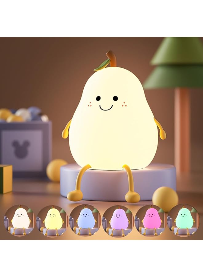 The Bros LED Cute Pear Night Light for Kids, USB Rechargeable, Room Decor for Teen Girls,Night Lamp for Bedroom Led - Image 1