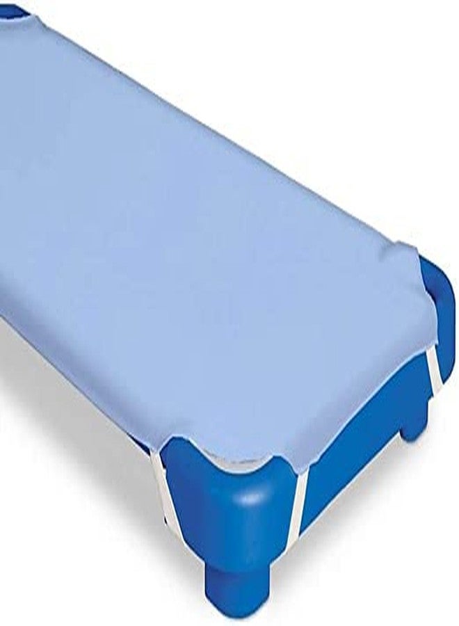 COTTON SHEET 600 Thread Count, Toddler Cot Sheets with Corners Elastic, Standard Mat Size Day-Care/Pre-School 100% Egyptian Cotton Kids Nap Time Fitted Sheets, Light Blue Solid (23" WX47 L) Pack of 4 - Image 3