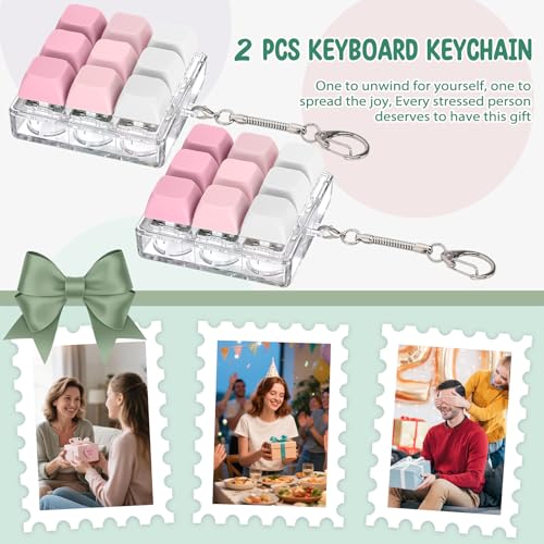 Axlksia Keyboard Fidget Toy Fidget Clicker Keyboard Fidget Keychain Button Fidget Gifts for Adults to Relieve Stress and Pass Time 2 Pack H - Image 5