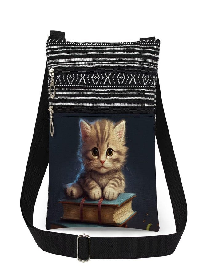 XiaoGalaee Cute Cat Print Crossbody Bag Sweet Kitten with Red Ribbon Decor Messenger Bag Adjustable Shoulder Strap Adult Purse Great Gift for Sister & Teens Christmas Birthdays Holiday Gift - Image 1