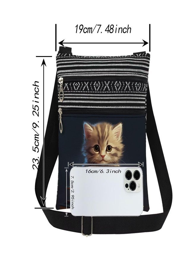 XiaoGalaee Cute Cat Print Crossbody Bag Sweet Kitten with Red Ribbon Decor Messenger Bag Adjustable Shoulder Strap Adult Purse Great Gift for Sister & Teens Christmas Birthdays Holiday Gift - Image 4