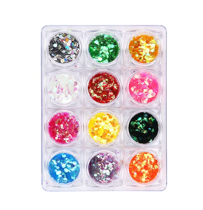 Mesiyun Nail Art Mermaid Charms Sequins Holographic Chunky Glitters Iridescent Flakes Colorful Shiny 3D Sticker for Face Eyes Body Hair Decoration 12 Colors