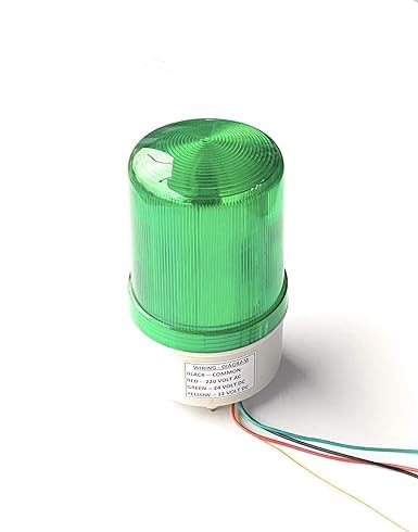 Litost Beacon Led Light Warning Light Industrial Revolving Rotate Light with Sound Alarm Buzzer AC 220 Volt 12 Volt DC 24 Volt DC Green - Image 2