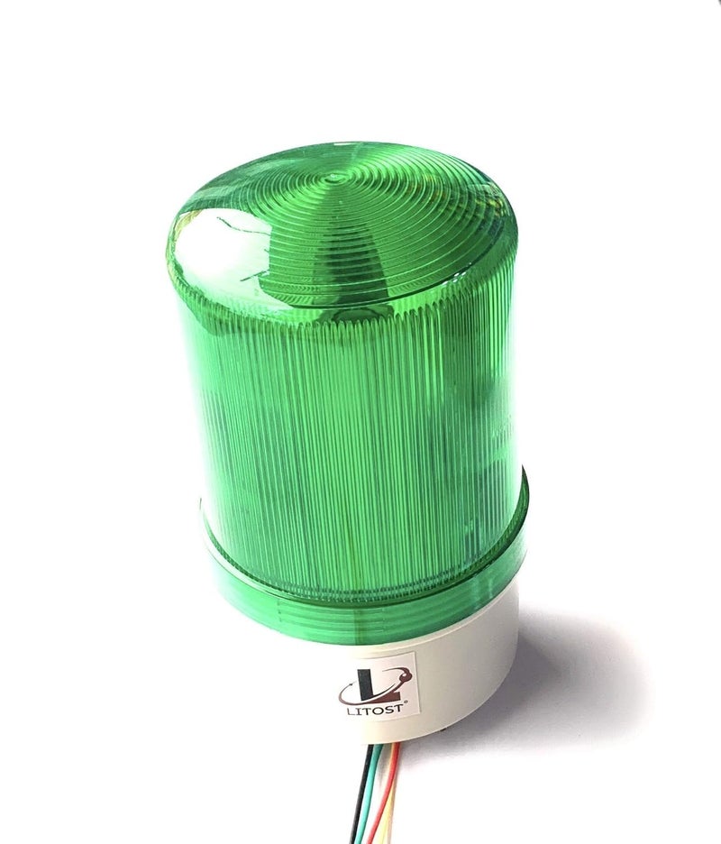 Litost Beacon Led Light Warning Light Industrial Revolving Rotate Light with Sound Alarm Buzzer AC 220 Volt 12 Volt DC 24 Volt DC Green - Image 1
