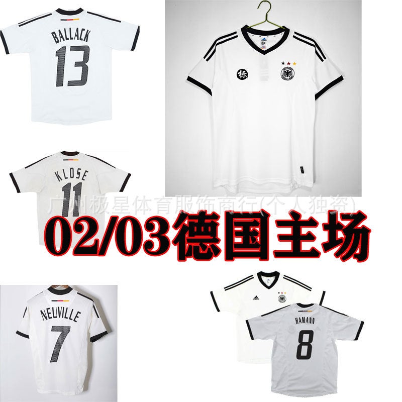 2002 Germany Home Klose Barak Harman Kahn Ram Lehmann Suit 02 Short Sleeve Football Jersey - Image 2