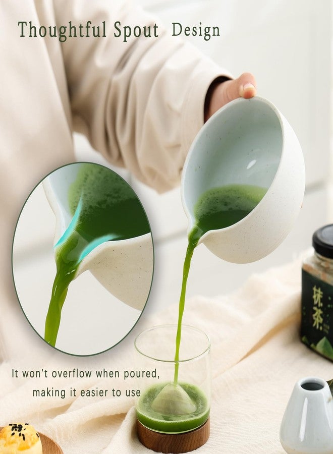 Ochcahser Matcha Set, Japanese Tea Set Includes Matcha Bowl with Spout, Matcha Whisk Holder (chasen), 15.2 oz Handcrafted Coarse Pottery Ceramic Matcha Kit for Matcha Lovers - Image 3