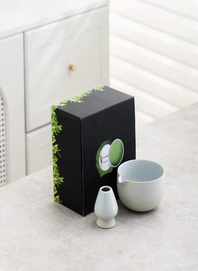 Ochcahser Matcha Set, Japanese Tea Set Includes Matcha Bowl with Spout, Matcha Whisk Holder (chasen), 15.2 oz Handcrafted Coarse Pottery Ceramic Matcha Kit for Matcha Lovers - Image 2