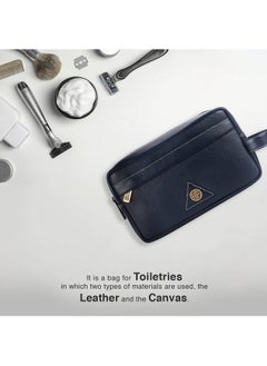 HAMMONDS FLYCATCHER HAMMONDS FLYCATCHER Toiletry Bag for Men and Women -Genuine Leather Travel Organizer with Multiple Compartments -Royal Blue Toiletry Shaving Kit for Men Organizer & Cosmetics Pouch for Women, 10.5 Cm  - Image 2