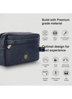 HAMMONDS FLYCATCHER HAMMONDS FLYCATCHER Toiletry Bag for Men and Women -Genuine Leather Travel Organizer with Multiple Compartments -Royal Blue Toiletry Shaving Kit for Men Organizer & Cosmetics Pouch for Women, 10.5 Cm  - Image 3