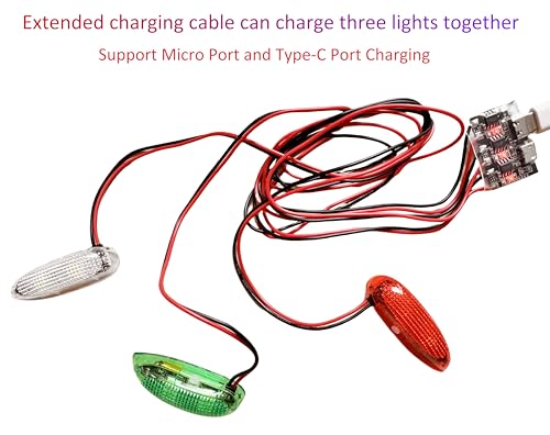 Viloga 3PCS/Set LED Light Kit for RC Plane Jet Airplane Aircraft Fix Wing Quadcopter, Rechargeable Red Green White LED Flashing Lights, Super Bright Little Light for Safe Dusk Flight - Image 3