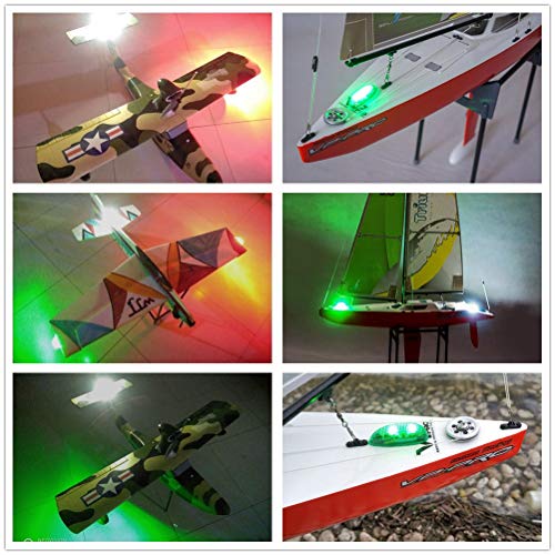 Viloga 3PCS/Set LED Light Kit for RC Plane Jet Airplane Aircraft Fix Wing Quadcopter, Rechargeable Red Green White LED Flashing Lights, Super Bright Little Light for Safe Dusk Flight - Image 4