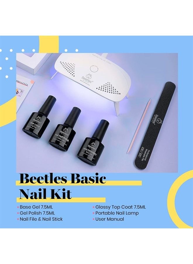 beetles Gel Polish Beetles Gel Nail Polish Kit Blue Color with UV LED Light and Base Gel Top Coat Starter Kit, Soak Off Gel Polish Set with Nail Lamp Nail File for DIY Home Manicure Gift for Women 