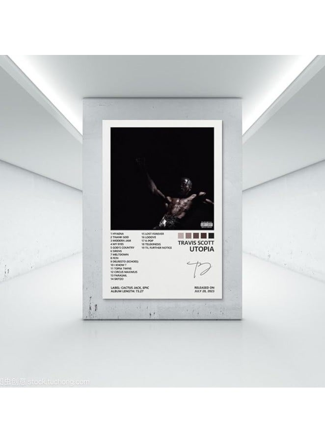 مؤسسة فكرة اليوم ترافيس ملصق سكوت يوتوبيا غلاف الألبوم ملصقات لغرفة النوم الجمالية قماش الفن جدار ديكور 12x18 بوصة (30x45 سم) - Image 5