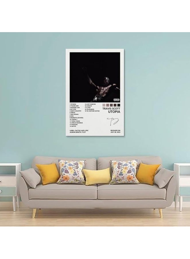 مؤسسة فكرة اليوم ترافيس ملصق سكوت يوتوبيا غلاف الألبوم ملصقات لغرفة النوم الجمالية قماش الفن جدار ديكور 12x18 بوصة (30x45 سم) - Image 1