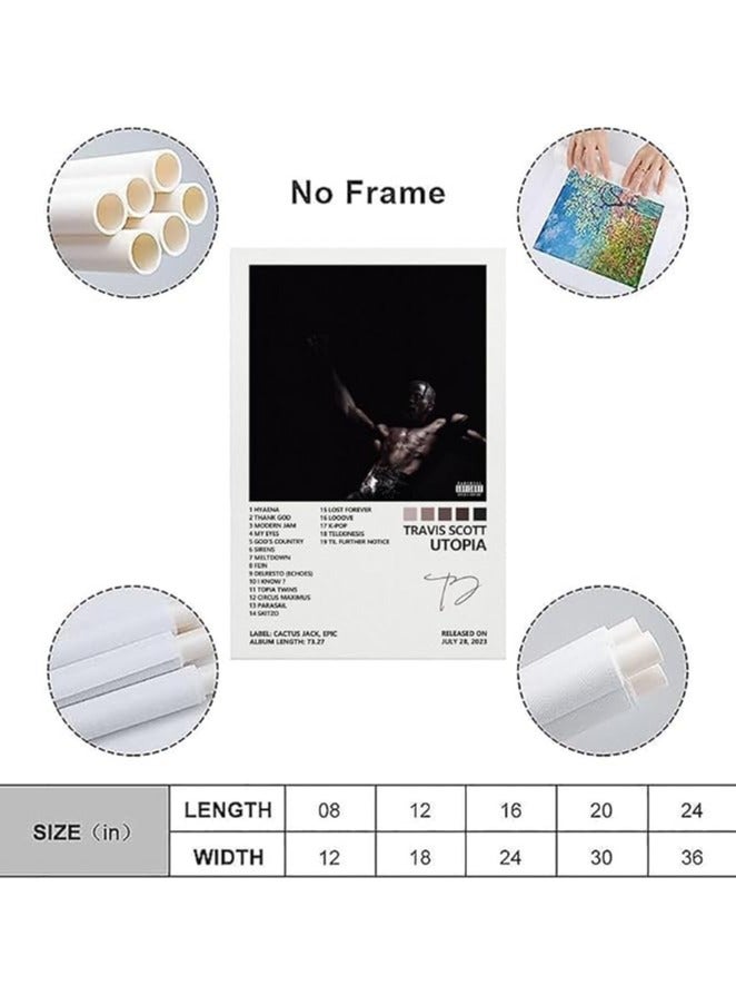 مؤسسة فكرة اليوم ترافيس ملصق سكوت يوتوبيا غلاف الألبوم ملصقات لغرفة النوم الجمالية قماش الفن جدار ديكور 12x18 بوصة (30x45 سم) - Image 3