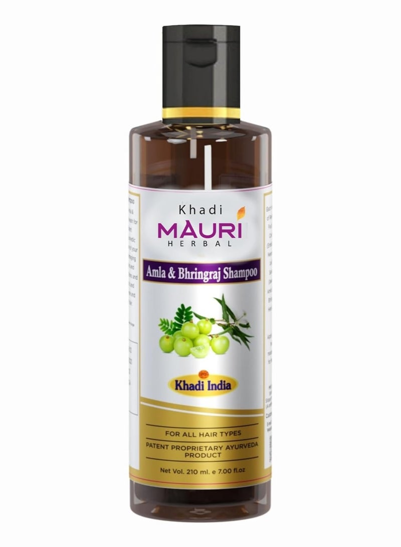 Khadi MAURI Amla Bhringraj Shampoo, Brown, 210 ml - Image 1