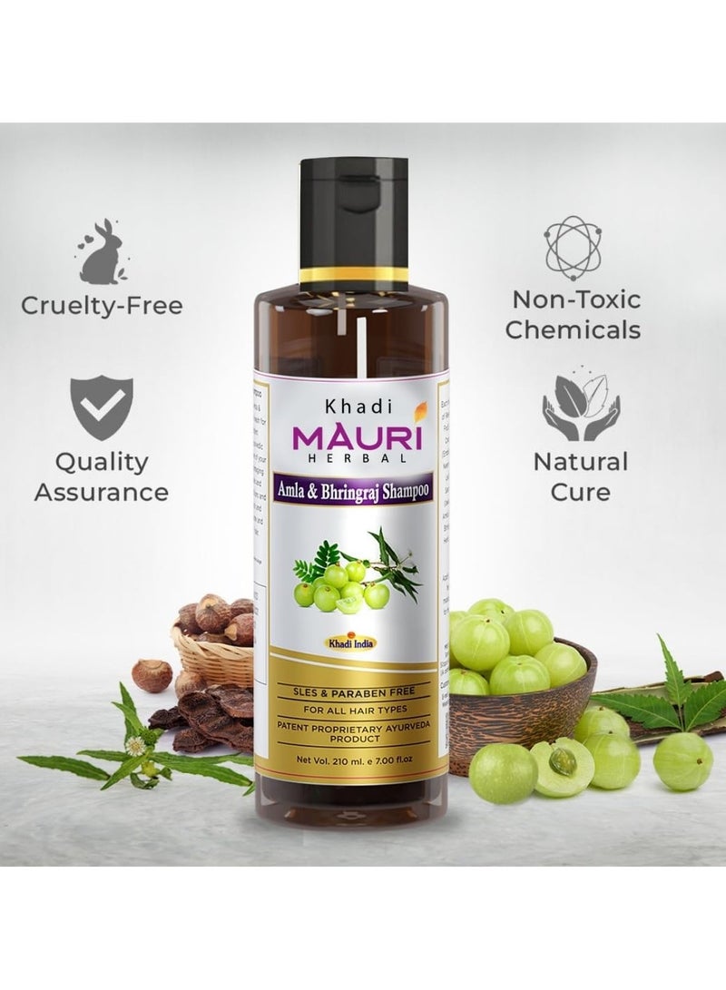 Khadi MAURI Amla Bhringraj Shampoo, Brown, 210 ml - Image 2