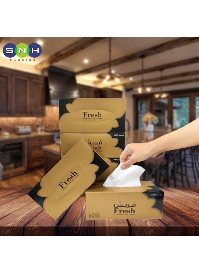 SNH Packing - Fresh Facial Tissue 200x2 Ply Sheets Premium Tissue, Ultra Soft, Comfort, Daily Care, White Tissue Pack Of 5. - Image 1
