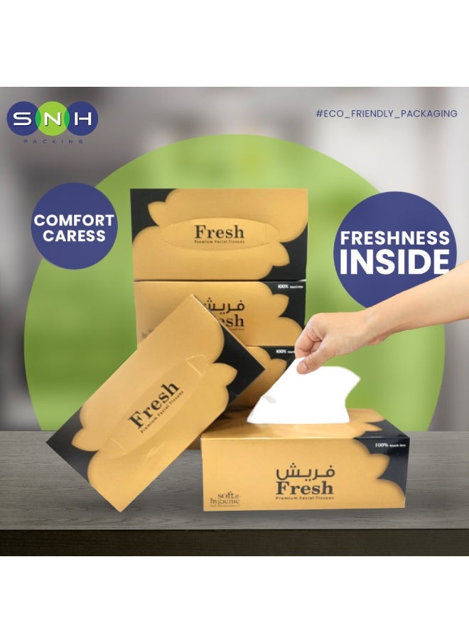 SNH Packing - Fresh Facial Tissue 200x2 Ply Sheets Premium Tissue, Ultra Soft, Comfort, Daily Care, White Tissue Pack Of 5. - Image 1