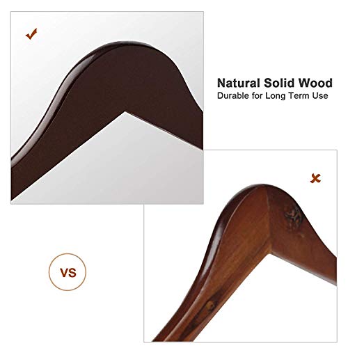 ZEPOLI Wooden Hanger for Clothes Hanging Wardrobe | Water Resistant and Moist Free | Non-Slip Bar and Precisely Cut Notches, 360 Degree Swivel Chrome Hook (50) - Image 2