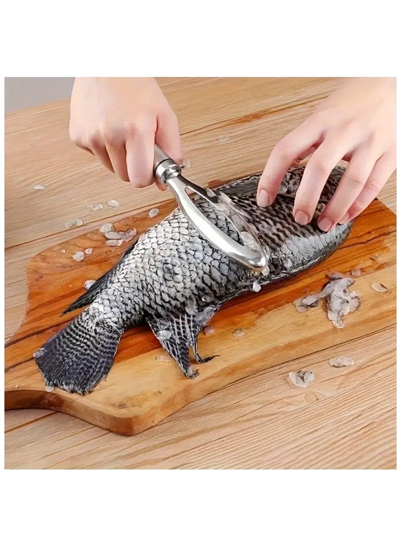 3-in-1 Stainless Steel Fish Scaler & Seafood Prep Tool - Includes Scale Remover, Gill Cutter, and Garlic Grinder - Durable Kitchen Gadget, Fish Scale Scraper  - Image 4