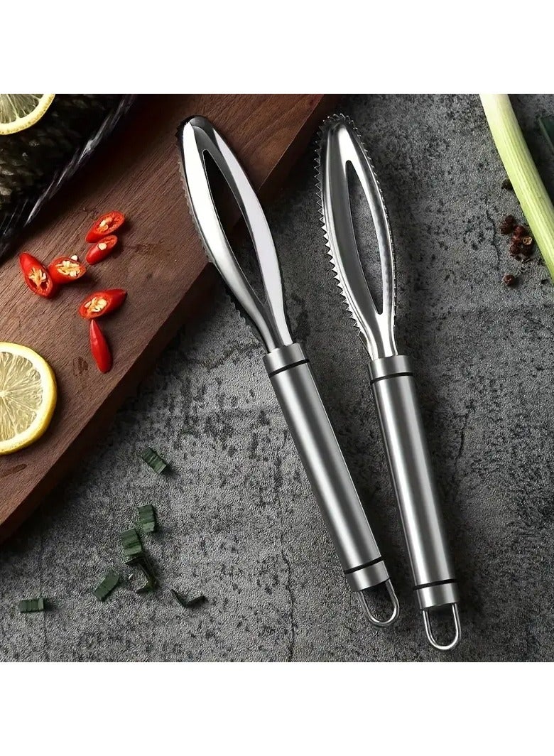 3-in-1 Stainless Steel Fish Scaler & Seafood Prep Tool - Includes Scale Remover, Gill Cutter, and Garlic Grinder - Durable Kitchen Gadget, Fish Scale Scraper  - Image 5