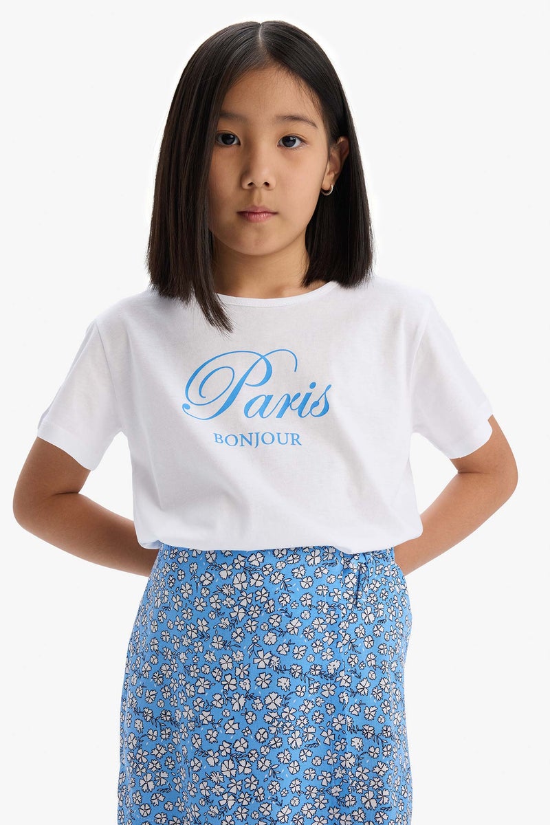 DeFacto White Girl Girl T-Shirt and Floral Skort 2 Piece Set Casual - Image 4