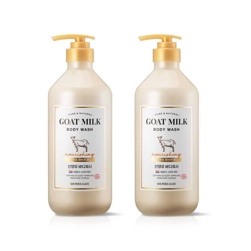 Shower Mate SHOWERMATE Premium Goat Milk Body Wash Manuka Honey For Smooth Skin, Moisturizing PH Balancing Body Cleanser with Probiotics Honey, Herb Pure Complex, 27 Fl Oz, Pack Of 2 - Image 3