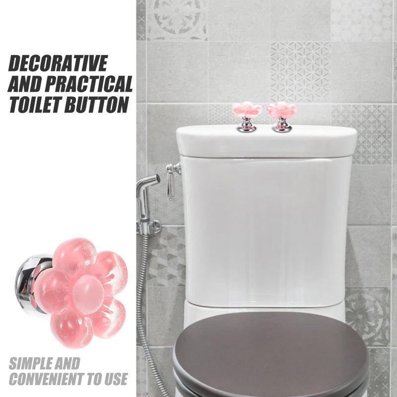 Flower Shaped Toilet Flush Button Replacement Rose Red Color 2 Pieces Set - Image 4