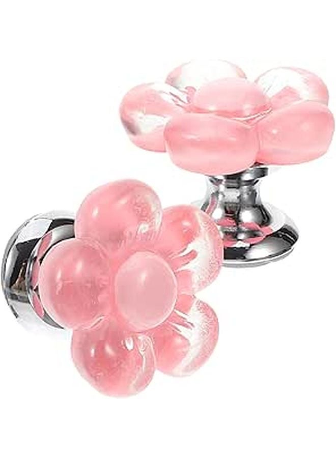 Flower Shaped Toilet Flush Button Replacement Rose Red Color 2 Pieces Set - Image 1
