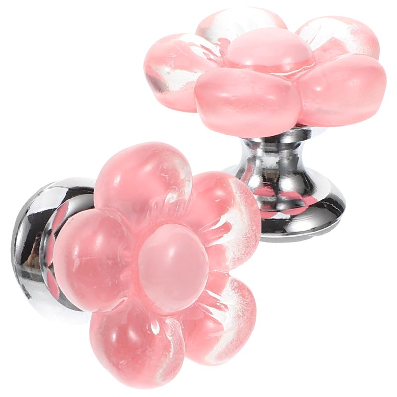 Flower Shaped Toilet Flush Button Replacement Rose Red Color 2 Pieces Set - Image 2