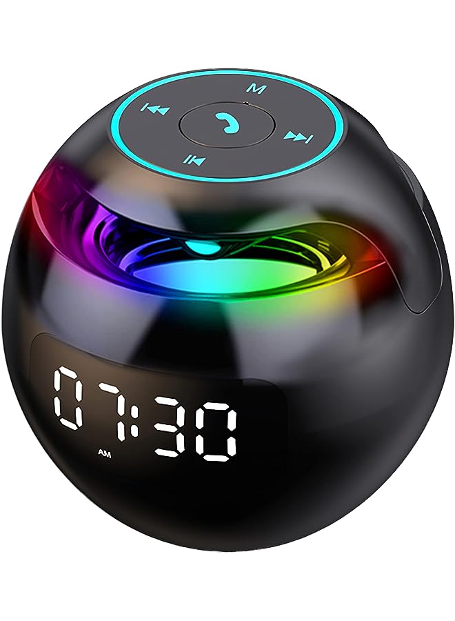 Raxoom Alarm Clock, Premium Desk Clock and Bedside Clock with FM Radio, Large Led Display, Bluetooth Speaker with Night Light, Motion Sensor, MP3 Player, Smart Loud Clock for Bathroom, Kids (Black) - Image 1