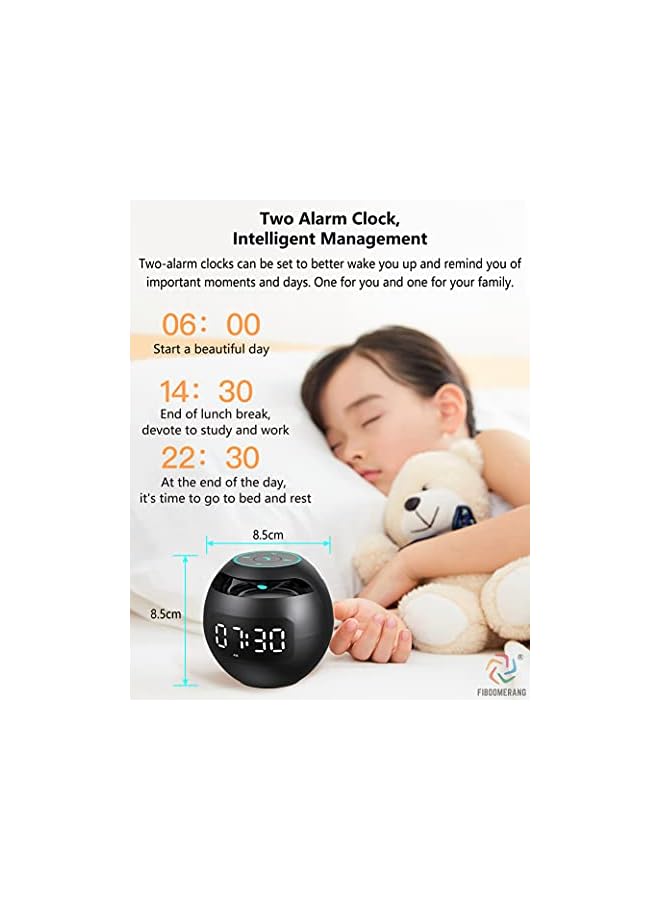 Raxoom Alarm Clock, Premium Desk Clock and Bedside Clock with FM Radio, Large Led Display, Bluetooth Speaker with Night Light, Motion Sensor, MP3 Player, Smart Loud Clock for Bathroom, Kids (Black) - Image 2