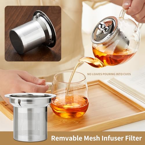 DOPUDO Glass Teapot with Removable Infuser, 20 oz/600ml Glass Tea Pot Small Borosilicate Tea Steeper Kettle with Loose Leaf Tea Strainer For Flower Blooming Tea, ClearTea Maker Pitcher - Image 4