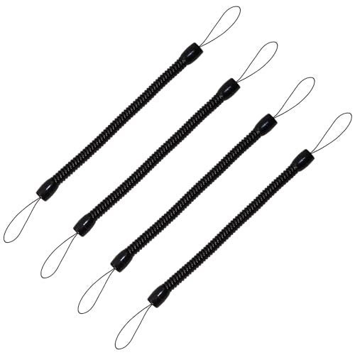Mini Skater Thick Plastic Elastic Tether Lanyard for Touch Pens Retractable Anti-Lose Tablet Pens Coil Spring Straps Perfect Tool to Tether a Drawing Pen to Touchscreen, Pack of 4 (8.26-inch, Black) - Image 1