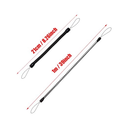 Mini Skater Thick Plastic Elastic Tether Lanyard for Touch Pens Retractable Anti-Lose Tablet Pens Coil Spring Straps Perfect Tool to Tether a Drawing Pen to Touchscreen, Pack of 4 (8.26-inch, Black) - Image 2