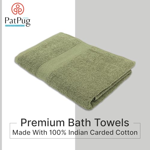 PatPug 100% Indian Ultra Soft Cotton 380 GSM Highly Absorbent, Fade Resistant Large Bath Towel (Olive Green) - Image 3