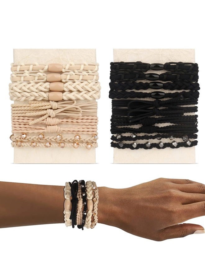YONOY 20 Pcs Boho Hair Ties for Women, 5 Styles Cute Bracelet for Thin and Thick Hair/Pony Tails, No Damage Elastics - Image 1