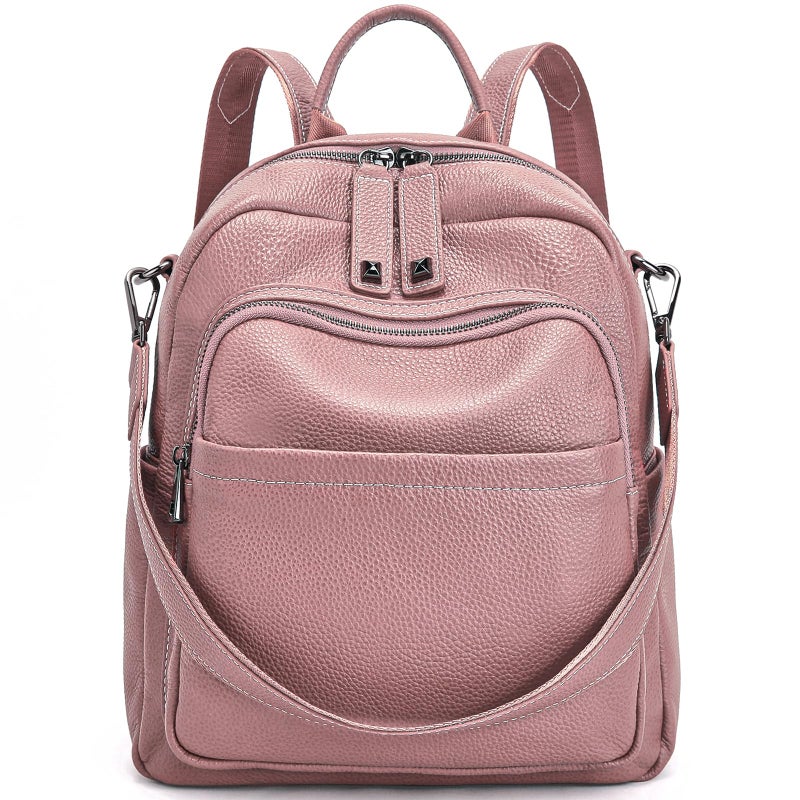 BOYATU Genuine Leather Backpack Purse for Women: Anti Theft Convertible Soft Backpacks - Elegant Womens Travel Backpack (06 Medium-Coral Pink) - Image 1