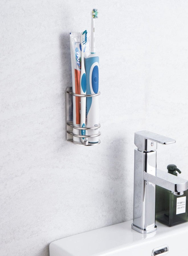 Tiilan Toothbrush Holder Wall Mounted, Bathroom Storage Stand for Razor, Toothpaste - Self Adhesive, Stainless Steel, Silver - Image 2
