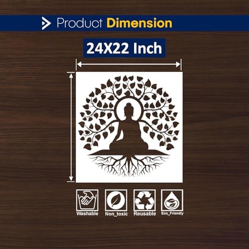 ARandNJ Paintings for Wall Stencils (Size:- 24X22 Inch) “Face Buddha Ji” DIY Reusable Painting Design Suitable for Bedroom, Drawing Room, Living Room Wall Stencils (Pack of 1) - Image 2