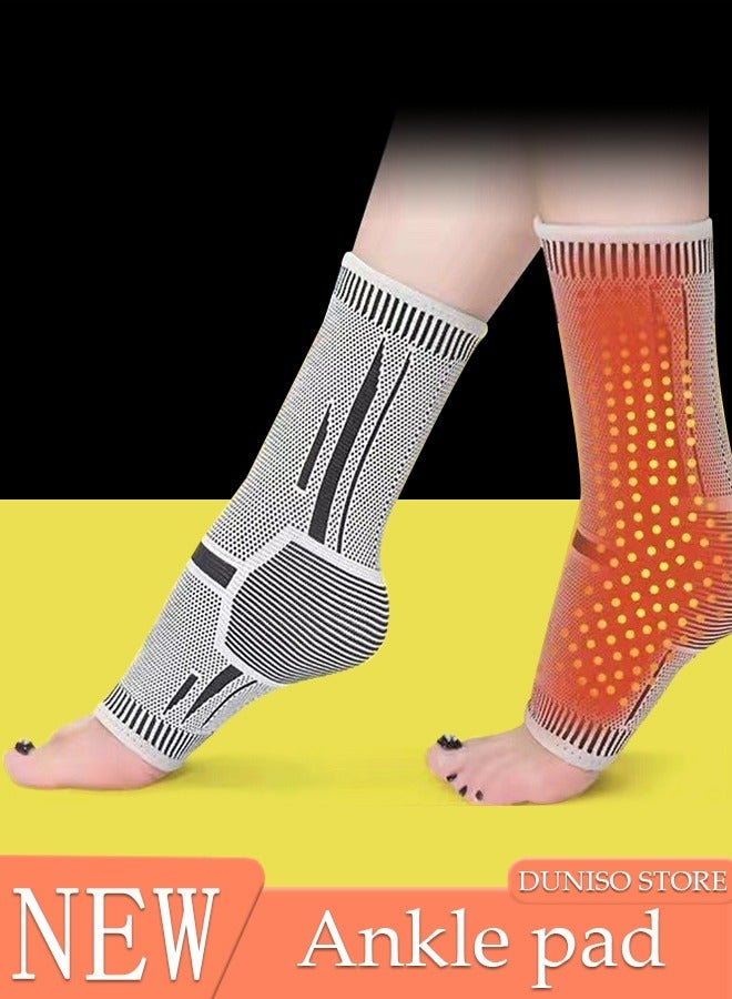DUNISO 2 PCS Heating Ankle Brace Compression Ankle Sleeves Set for Pain Relief Ankle Support Stabilizer for Achilles Tendonitis, Plantar Fasciitis, Joint Pain, Swelling, Arthritis, Sport - Image 1