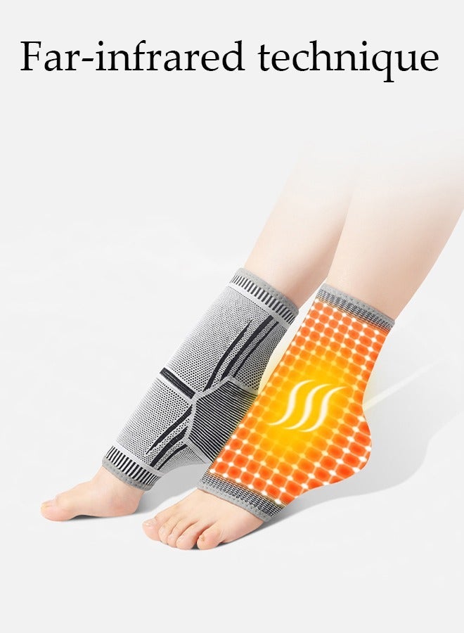 DUNISO 2 PCS Heating Ankle Brace Compression Ankle Sleeves Set for Pain Relief Ankle Support Stabilizer for Achilles Tendonitis, Plantar Fasciitis, Joint Pain, Swelling, Arthritis, Sport - Image 3